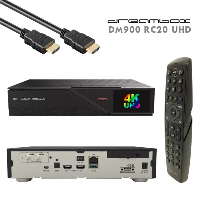 Dreambox DM900 RC20 4K E2 Linux PVR 1x DVB-S2 FBC Twin Receiver Schwarz
