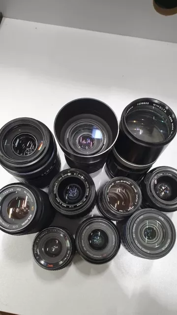 Lot of 10 Zoom Lens Various Models 40-150mm/35-70mm/200mm/70-300mm For Parts