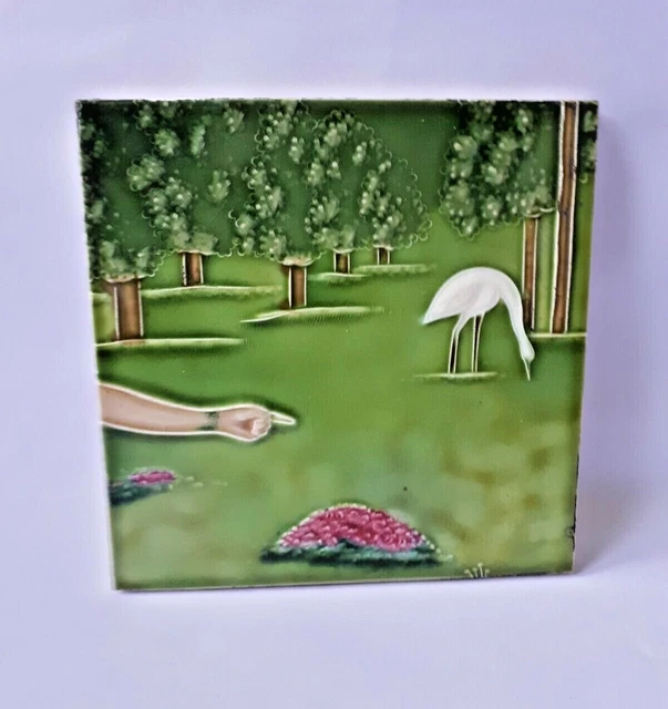 Vintage Bird Ceramic Tile Porcelain Vintage Art Madejapan Dollar Mark Saji