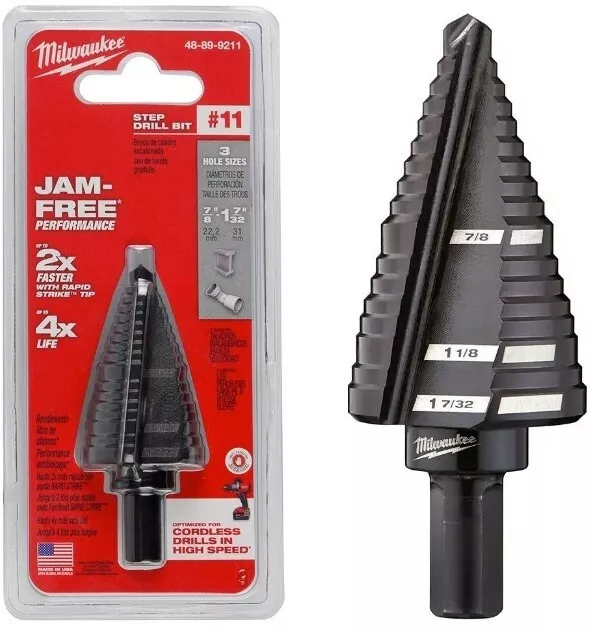 Brand New Milwaukee 48-89-9211 #11  Black Oxide Step Drill Bit  7/8" - 1-7/32"