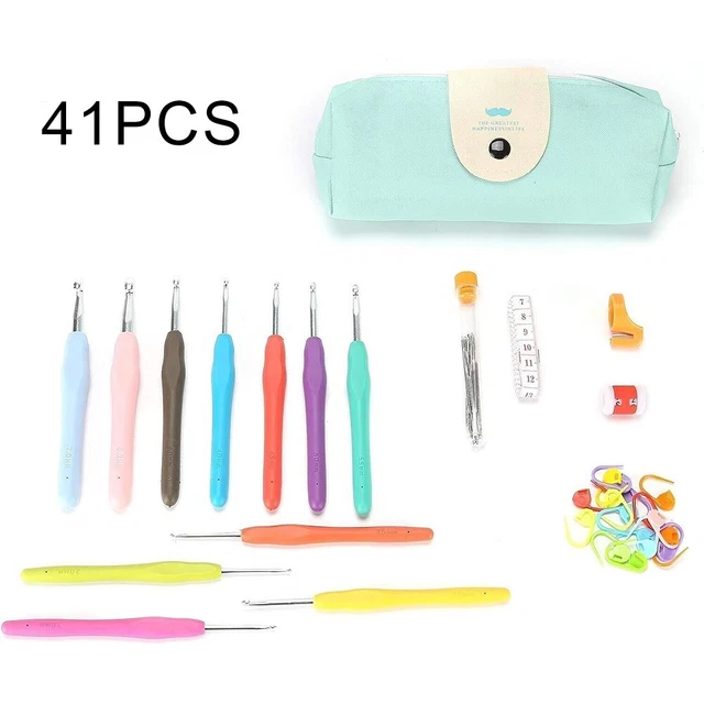 Häkel Set Stricknadeln 41pcs Farbe Manuelle DIY Werkzeuge TPR Soft Griff