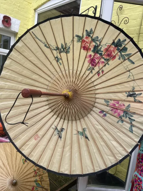 Very large Traditional Vintage Chinese Oil or Rice Paper Sun Umbrella/Parasol 3