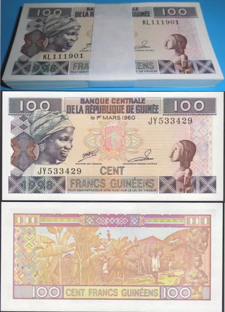 Guinea - Guinee 100 Francs 1998 Pick 35a UNC (1) Bundle á 100 Stück Dealer Lot