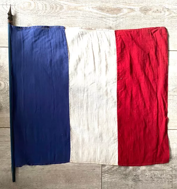 Ancien drapeau avec Hampe Laiton de la libération de l'Alsace ww2