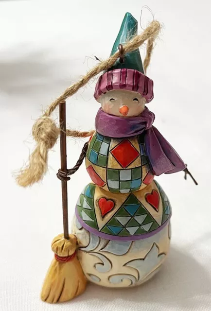 JIM SHORE Enesco Snowman with Broom Ornament Heartwood Creek Collection  2009