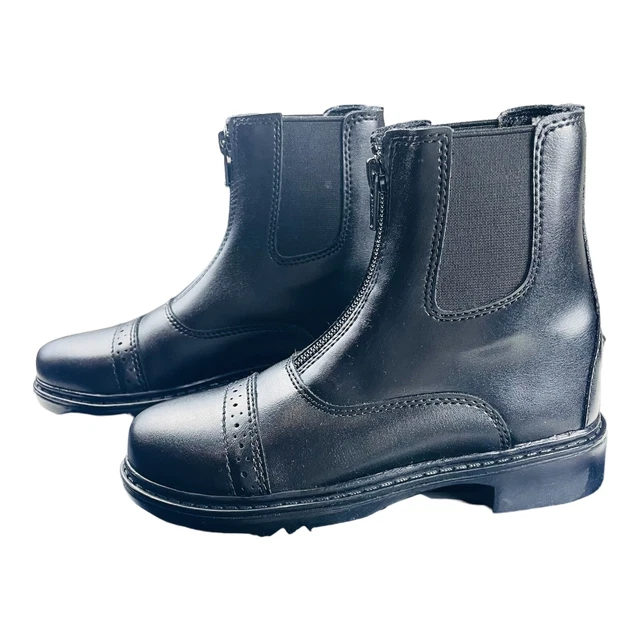 Tuffrider Paddock Boots Girl Size 13 Black Starter Front Zip Equestrian with Box