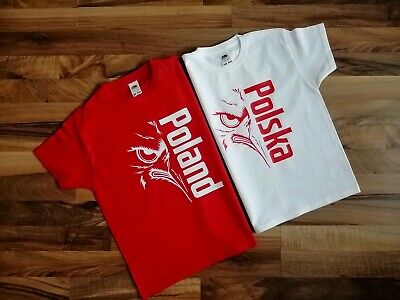 La Polonia T-shirt patriottico Rosso Bianco Unisex Bambini Ragazzi e Ragazze POLSKA koszulka