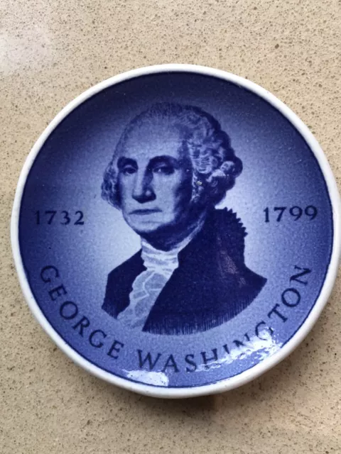 Vintage Tiny Blue And White Plate Royal Copenhagen George Washington For Hanging