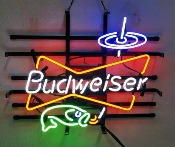 Go Fishing Beer Neon Sign Light 20"x16" Lamp Bar Pub Man Cave Wall Deocr Artwork