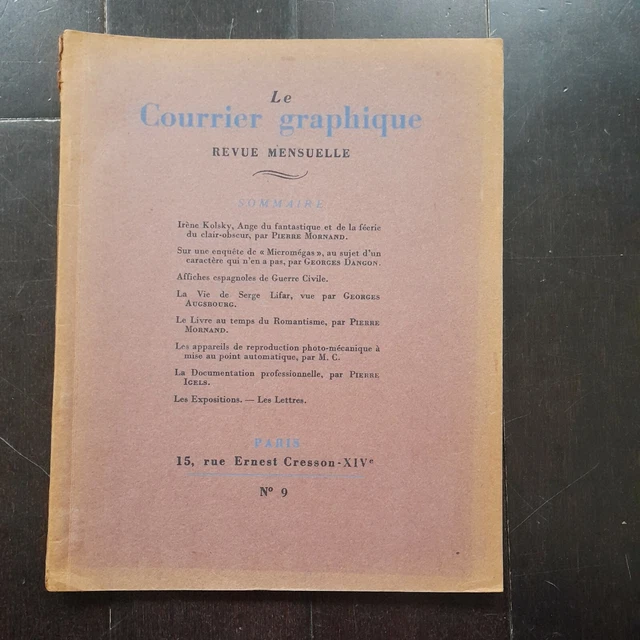Le Courrier Graphique Revue Des Arts Graphiques N° 9 1937  Lifar Guerre Espagne