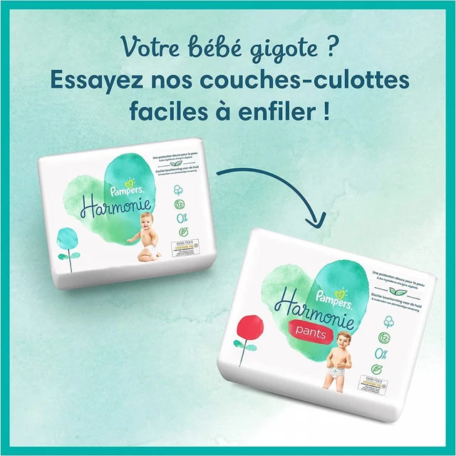 Pampers Couches Taille 4 (9-14 kg), Harmonie, 112 Bébé (Lot 4 10