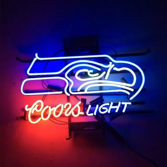 Neon Light Sign Lamp For Coors Light Beer 17"x14" Seattle Seahawks Man Cave