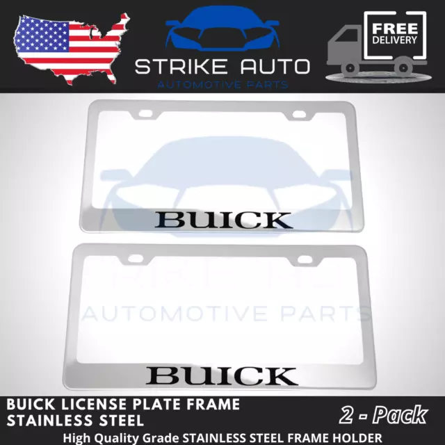 2x Buick Chrome Letter Logo Stainless Steel License Plate Frame Holder Rust Free