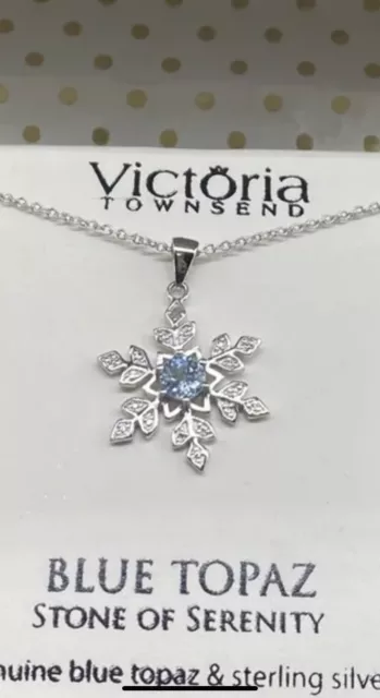 NIB Victoria Townsend Genuine Blue Topaz Snowflake Necklace-Christmas Gift 2