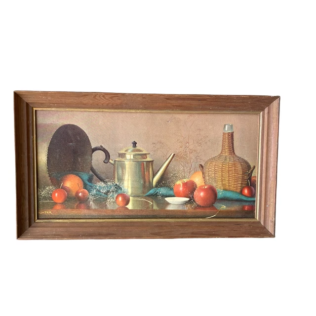 Vintage Enmarcado Litografía Estampado Fruta Naturaleza Muerta