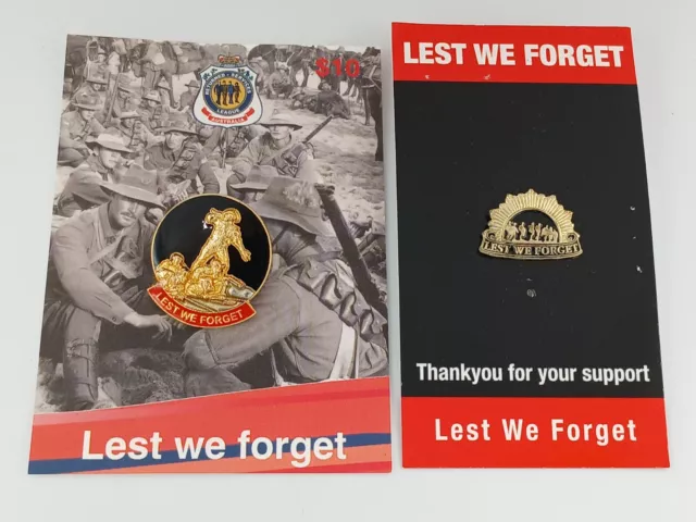 Lest We Forget Rsl Vintage $10 Collectors Pins Badges X 2