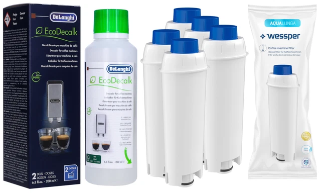 Wessper Kit accessoires Détartrant DeLonghi + 5 Filtres pour cafetiere Delonghi