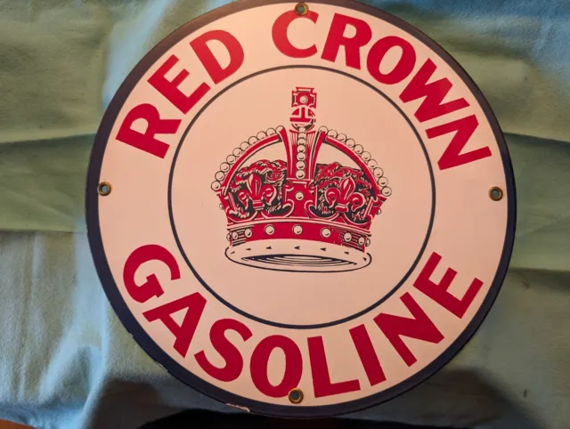 Red Crown Gasoline - Vintage Porcelain Sign -Standard Oil Gas Station Pump Plate