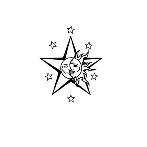 Two faces on a star vinyl sticker Decal or iron-on & lots of colours