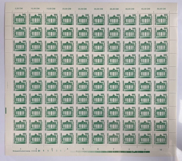 DDR, MiNr. 3346 DV WPD 1 Zähnung L kompletter Bogen FNr. 1 postfrisch Druckverme
