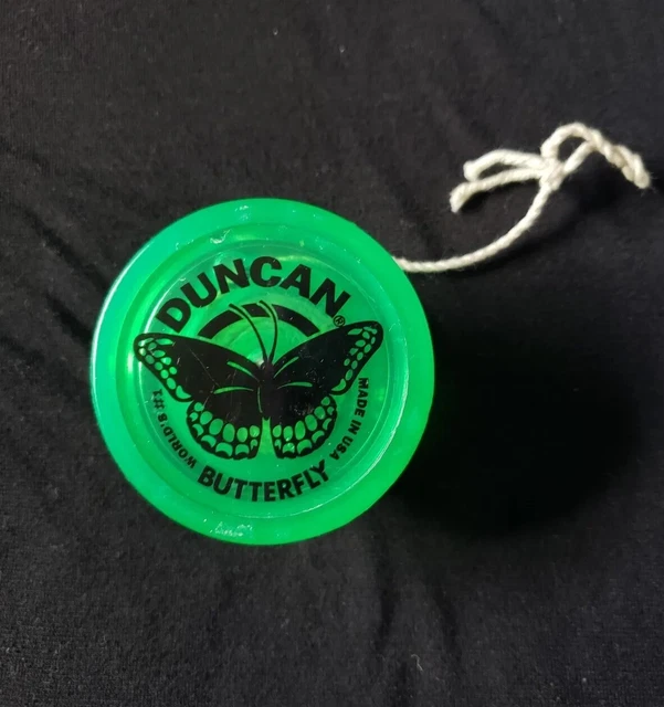 VINTAGE DUNCAN BUTTERFLY Flourecent Green Yoyo. 1980's. Made in USA