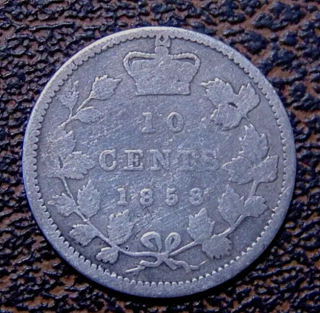 1858 Canada ten cents silver dime silver Queen Victoria