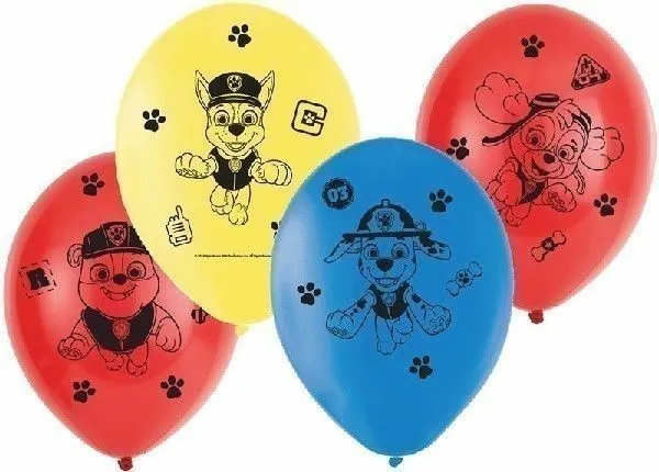 Paw Patrol 11" Latex Balloons 6 Pack Children's Birthday Party Decorations