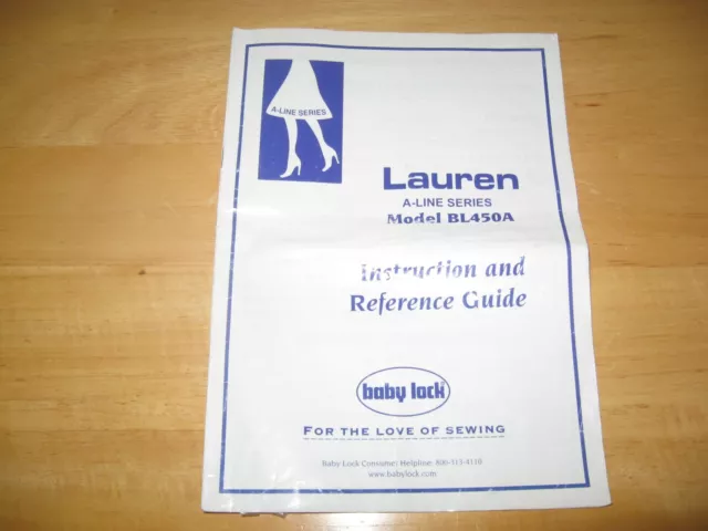 Guía de instrucciones y referencia vintage Baby Lock Lauren serie A BL450A