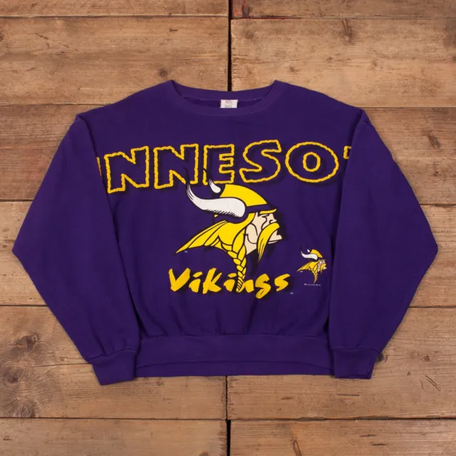 Vintage Minnesota Vikings Sweatshirt L 90s NFL Football Purple R18229