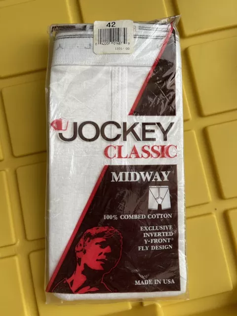 VTG JOCKEY CLASSIC Midway White Cotton Boxer Briefs Sz 42 Underwear ...