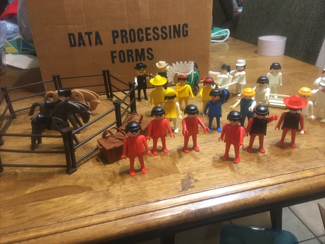 Vintage Large Lot Playmobil Geobra Cowboys Indians Hospital 1974