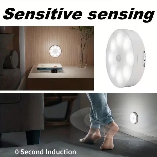 SENSOR LIGHT LED Motion PIR USB Rechargeable Portable Cabinet Stair ...