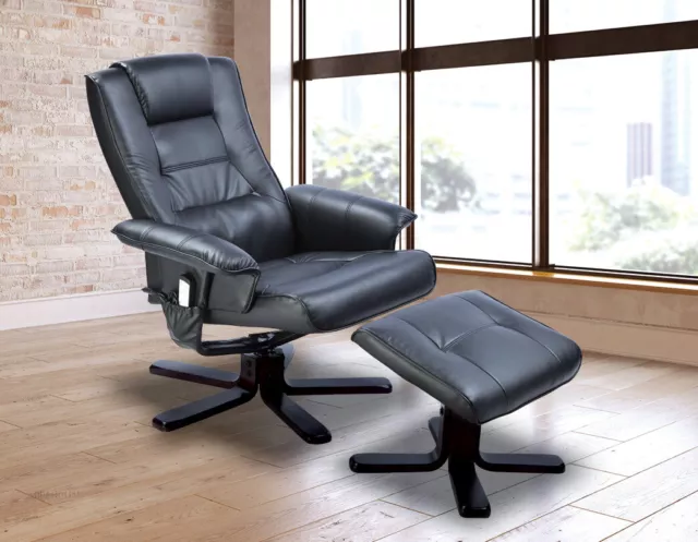 PU Leather Massage Chair Recliner Ottoman Lounge Remote Control