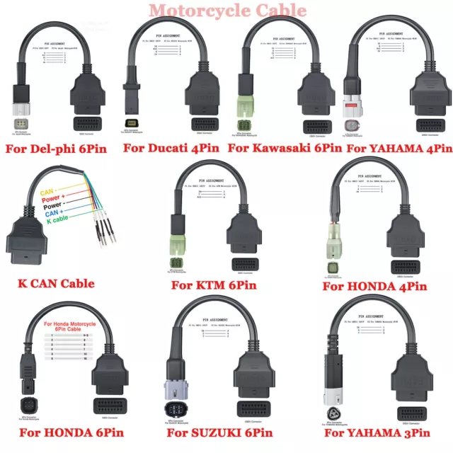 Adapter Für Motorrad 3Pin OBD Male 16Pin Plug zu OBD2 Adapterkabel