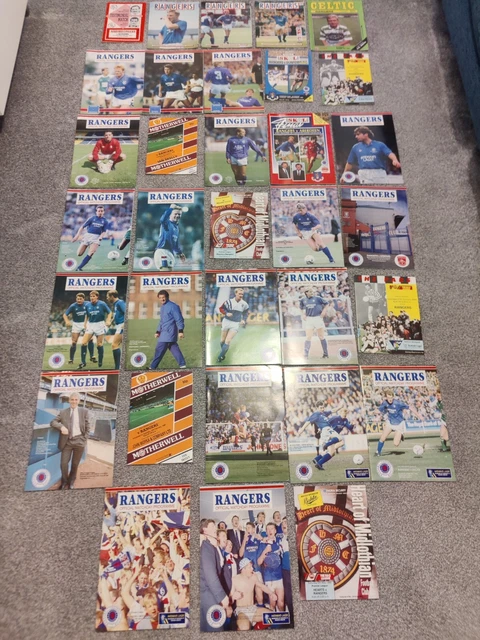 FULL SET OF Rangers FC 1989/90 home programmes (inc Europe, Cups ...