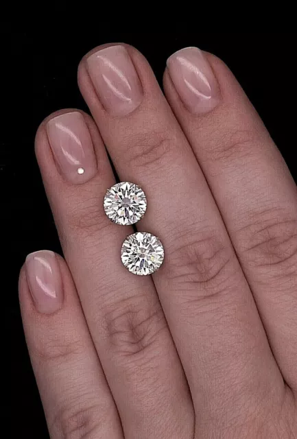 14K White Gold Plated 3Ct Round Cut Lab Created Diamond Solitaire Stud Earrings