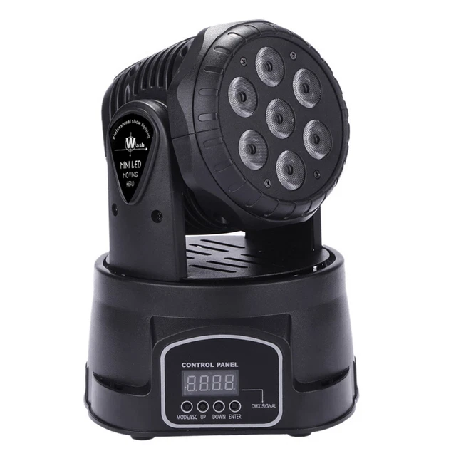 Lixada 7LED 105W RGBW 9/14 Channel DMX512 Mini Rotating Head Moving Stage Light