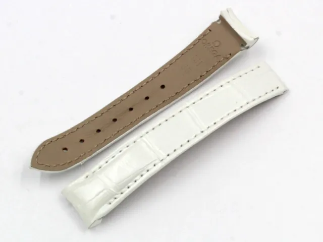 Strap Band Women's OMEGA White Pearl Lug 16mm Clasp Original Hand Made
