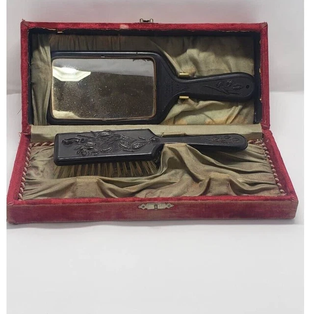 Item - Boudoir Vintage Antique Hair Brush Comb Combo Set Lot of 2 original box!
