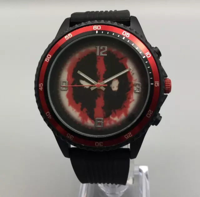 Marvel Deadpool Watch Men 46mm Black Red New Battery