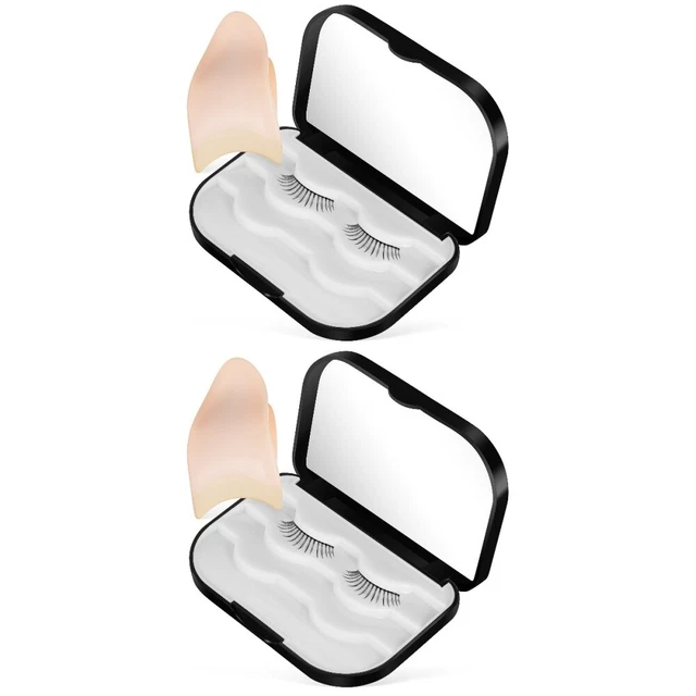 2 Count Glass False Eyelash Box Travel Magnetic Eyelashes Case