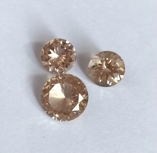 Morganite de pêche naturelle, coupe ronde, facettes, pierre précieuse ample...