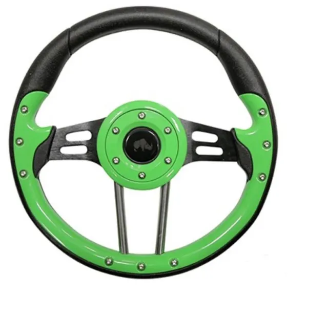 Golf Cart Steering Wheel- Lime Green Grip with Black Spokes- 13" Diameter