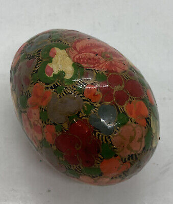 Vintage 1970s Kashmir Papier-mâché Mache Lacquered Easter Egg Art Decor India 1