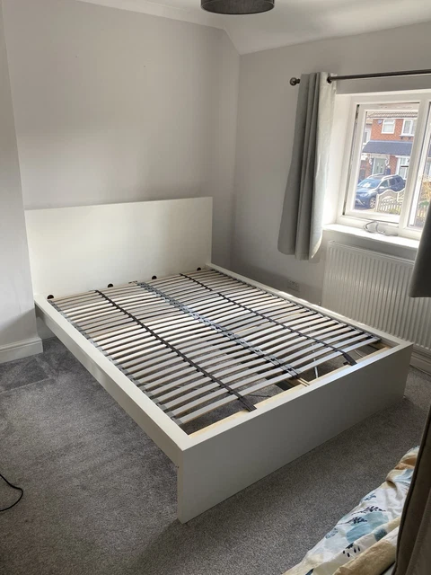 IKEA MALM KING Size White Bed Frame with Lonset Slatted Base £42.32 ...