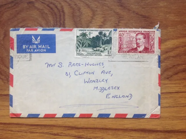 French  West Africa  stamped envelope to the UK 1956  . Free UK Postage