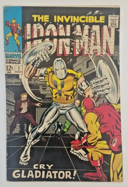 The Invincible Iron Man # 7 (5.5) Marvel 11/1968 Gladiator App. 12c Silver-Age