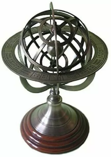 Nautique Laiton Armillaire Sphère Globe Horloge Sphérique Astrolabe...