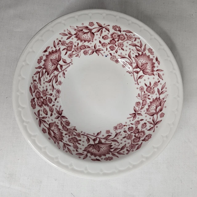 Vintage Syracuse Bowl Roxbury Econo Rim Red Pink 5-7/8" Cereal Scalloped Edge