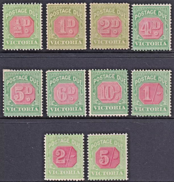 VICTORIA 1895-96 POSTAGE DUES *MINT HINGED* COMPLETE SET of 10 to 5/- (CV $700)